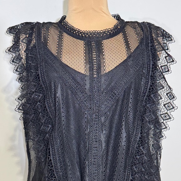 INC International Concept NWT Lace Mock Neck Sleeveless Top Black XXL Whimsigoth - Picture 7 of 13